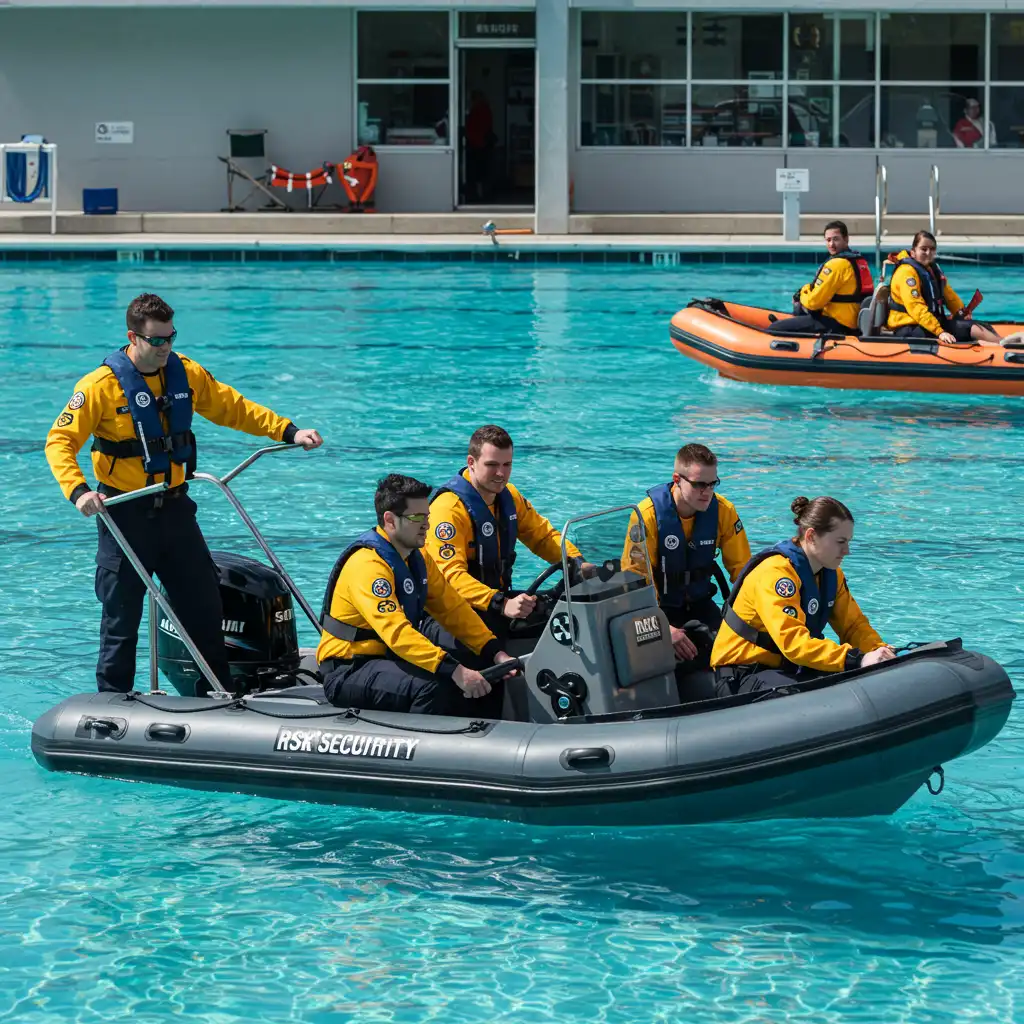 Lifeguard demonstrating rescue techniques